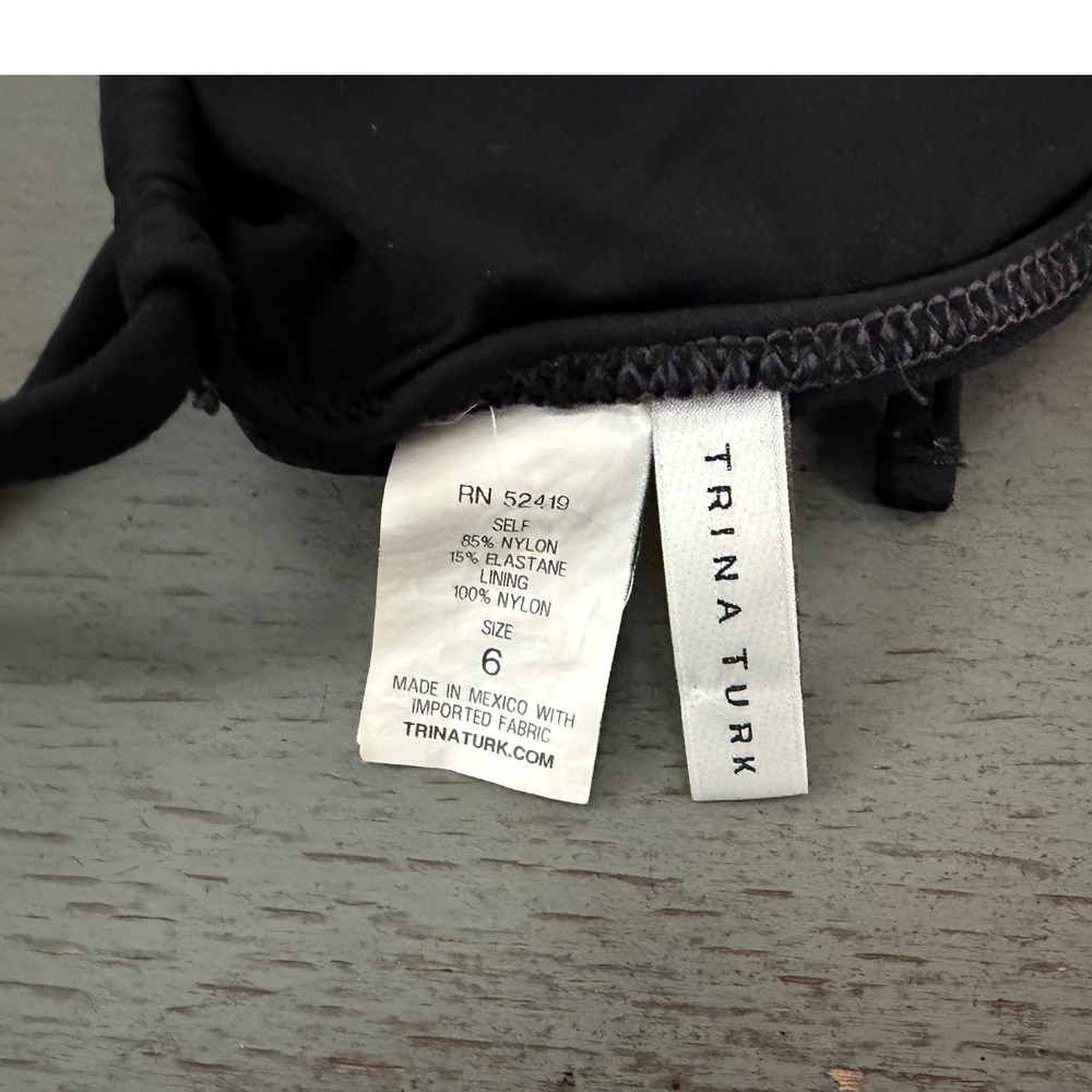 Trina Turk Black Triangle Bikini Top Halter String Swim Top Size 6 1130A83 - Picture 3 of 3